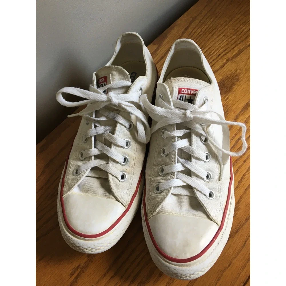 Converse All Star Shoes Mens 7 Womens 9 White Excellent Low Top Canvas M7652 - Picture 2 of 12